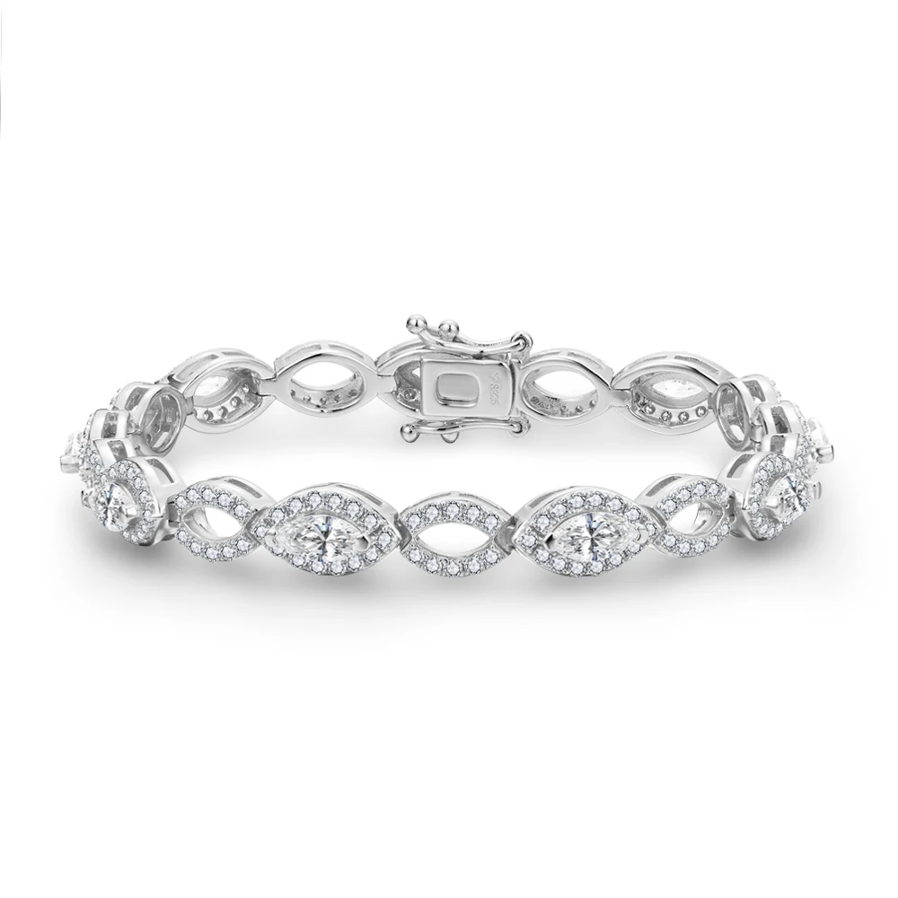 

ATTAGEMS Pear 6.2ct Moissanite Tennis Bracelet 925 Sterling Silver Plated 18k White Gold Certificate Fine Bracelet for Women Man