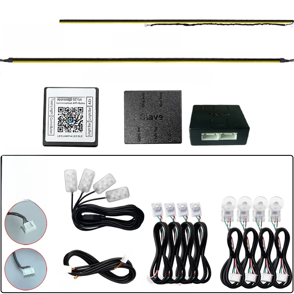 Bande lumineuse LED RVB à 4 fils, accessoires d'éclairage ambiant, lumière de porte, lumière de stockage, éclairage de pied, pièces de contrôleur principal/pad, application