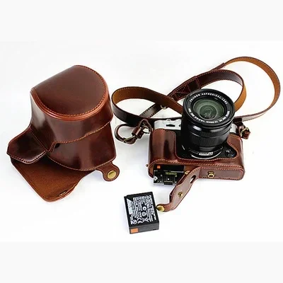 Nowa wersja Deluxe Torba na aparat PU Skórzane etui do Fujifilm XT10 XT20 XT-20 XT30 XT-30 Pokrowiec do bezpośredniego ładowania + otwarte dno akumulatora — zdjęcie 2