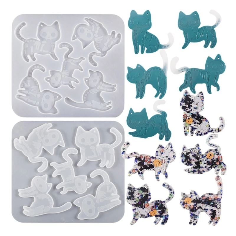 3D Cartoon Cat Brooch Silicone Crystal Epoxy Resin Mould Pendant Jewelry Silicone Molds DIY Craft Making Accessory Casting Tools