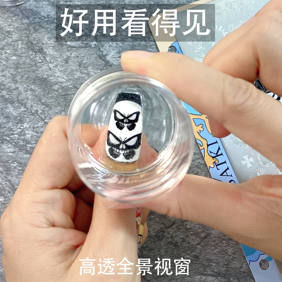 Nail Art Stamping Stamp Third Generation Versatile Stamp with Visible Print When Enlarged or Reduced, Special Transfer Stamp, Fully Transparent Silicone Stamp