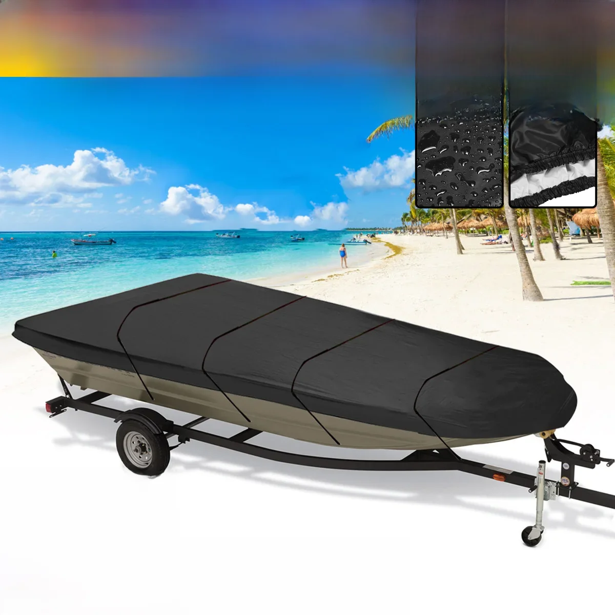 210D Jon Boot Cover Winter Sneeuw 12ft/14ft/16ft/18Ft Zware Marine Accessoires Waterdicht Zonnescherm stofdicht Cover - afbeelding 2