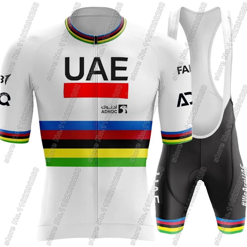 Team UAE Cycling Jersey 2024 Set Mens Pink Tadej Pogačar Clothing Short Sleeve Road Shorts Bib Bike Suit MTB Wear Maillot