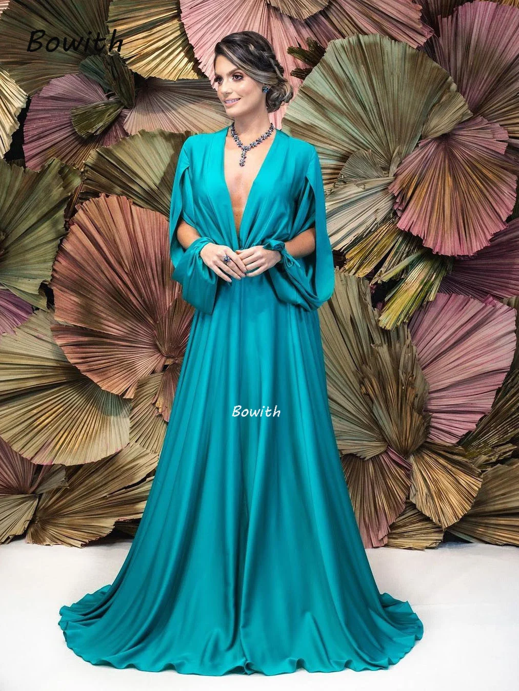 Green Mother of the Bride Dress Long Sleeve Party Dresses for Mother Elegant Woman Dress for Party Long robes de soirée