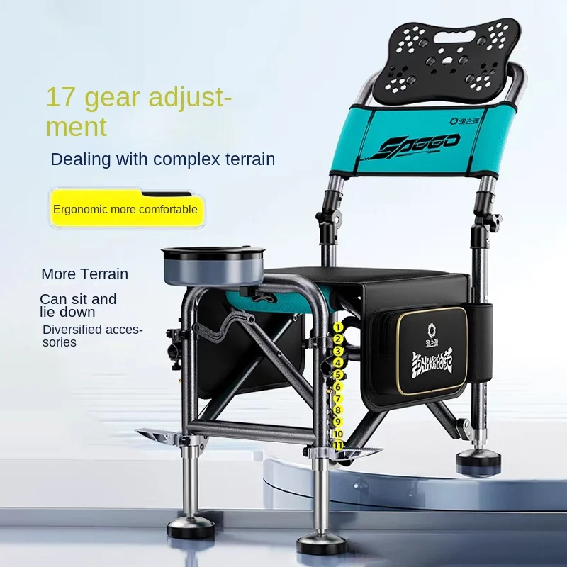 

Fishing Chair Wild Fishing Small Seat New Multi-Function Portable Folding Chair with Telescopic Legs Camping Chair
