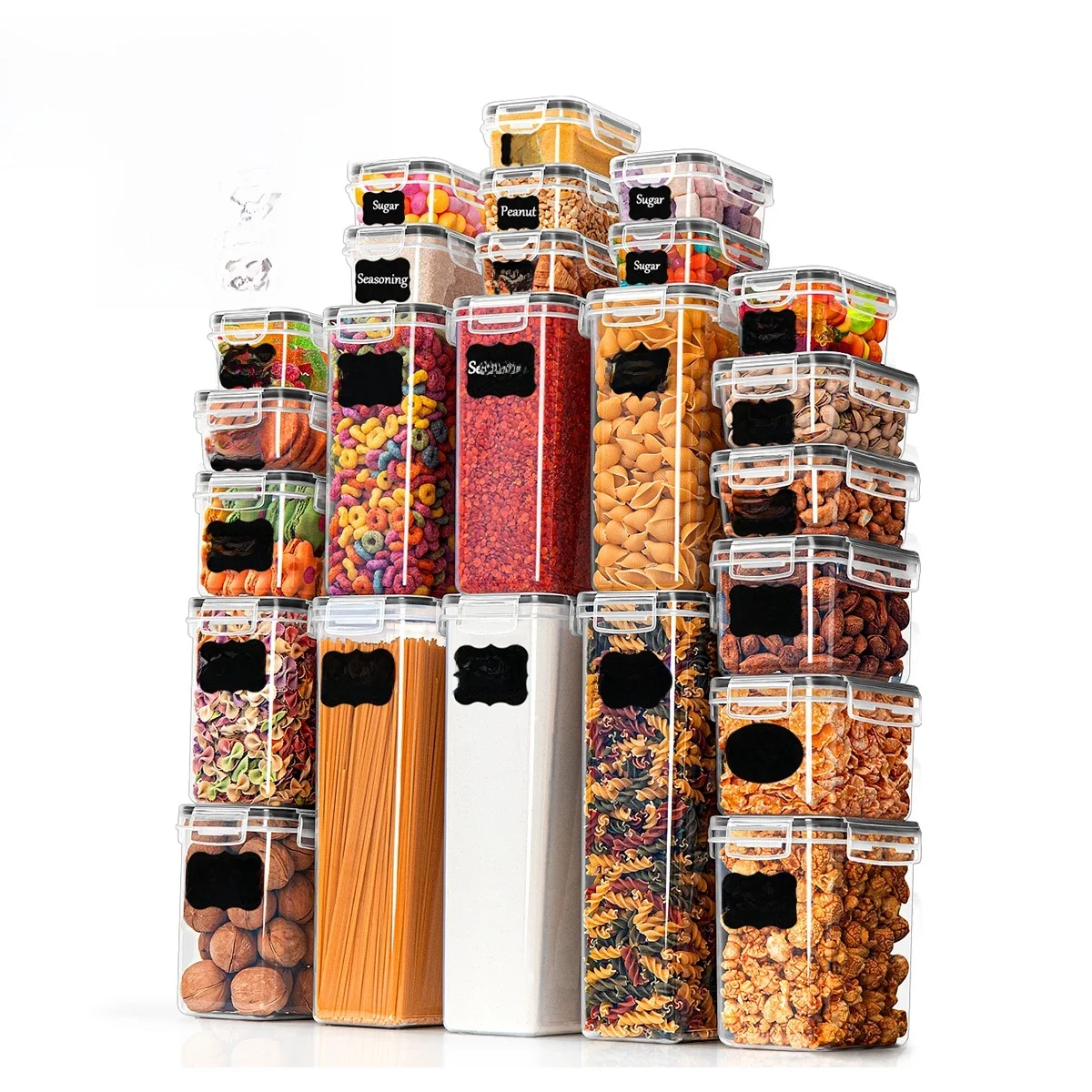 Keukenvoedselbewaarbakjes met deksel, luchtdicht, set van 24 (24 bakjes, 24 deksels), 0,8 L/0,32 L/0,24 L, BPA-vrij - afbeelding 2