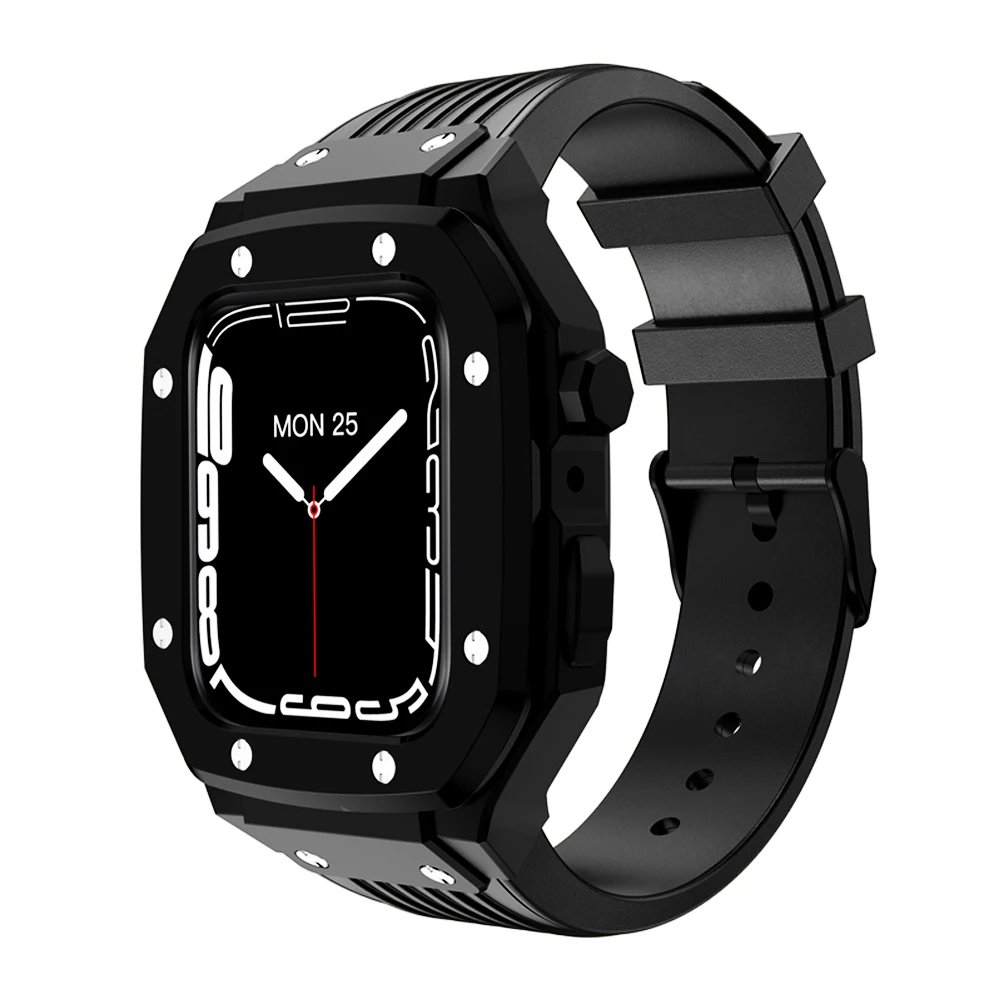 

Strap For Apple Watch series 7 se 6 5 4 Watchband Case iwatch 44mm 45mm ShellBox Outdoor Sport Anti-fall Silicone Bracelet Cover