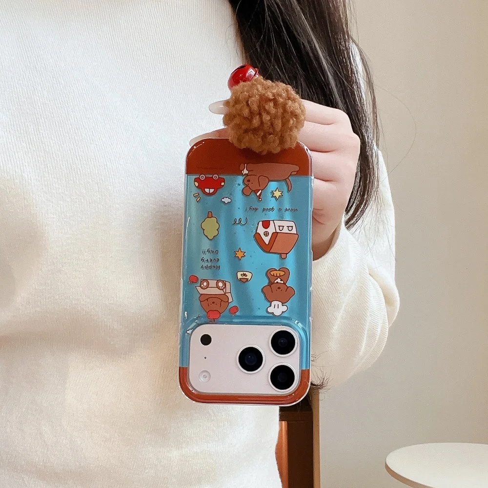 

Cute cartoon illustration puppy daily phone case, suitable for iPhone 14/15/16/17 Pro Max, 17 Pro new shockproof protective case