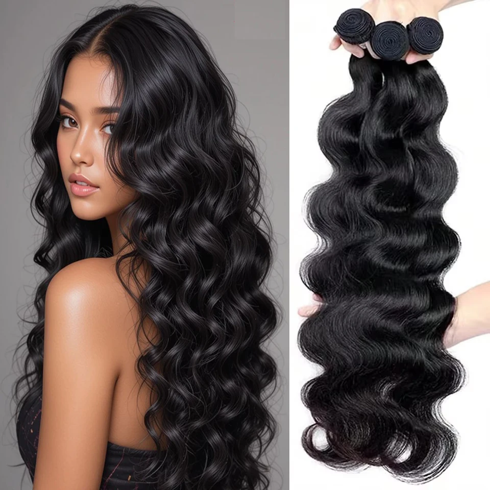 Body Wave Bundles Echthaar-Bündel 100% Remy Echthaar-Extensions 28 30 32 Zoll Body Wave Haarverlängerungen Brasilianische Haarbündel