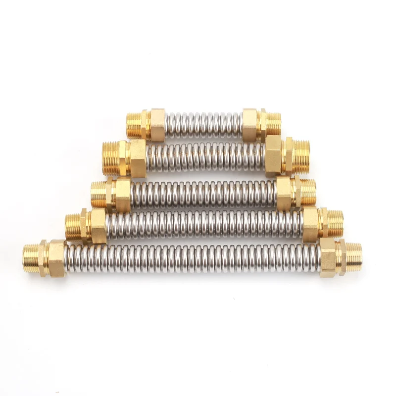 

15~50cm Stainless Steel Bellow 1-1/4"1-1/2"2"2-1/2" Male Thread Brass Head Joint Metal Corrugated Pipe For Air Conditioner Inlet