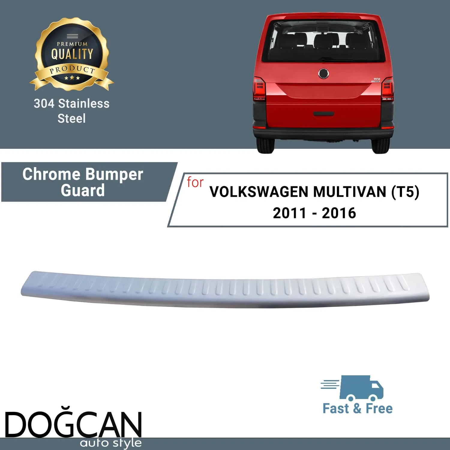 

For VOLKSWAGEN MULTIVAN T5 2011 - 2016 Stainless Steel Chrome Rear Bumper Guard Trunk Sill Protector Trunk Trim Cover