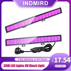 LED 조명 UV 블랙 라이트, 30W, 64 LED 조명, UV 스트립 켜기/끄기, 1.5m 전원 코드 조명, 무대 바 디스코 DJ 크리스마스 파티