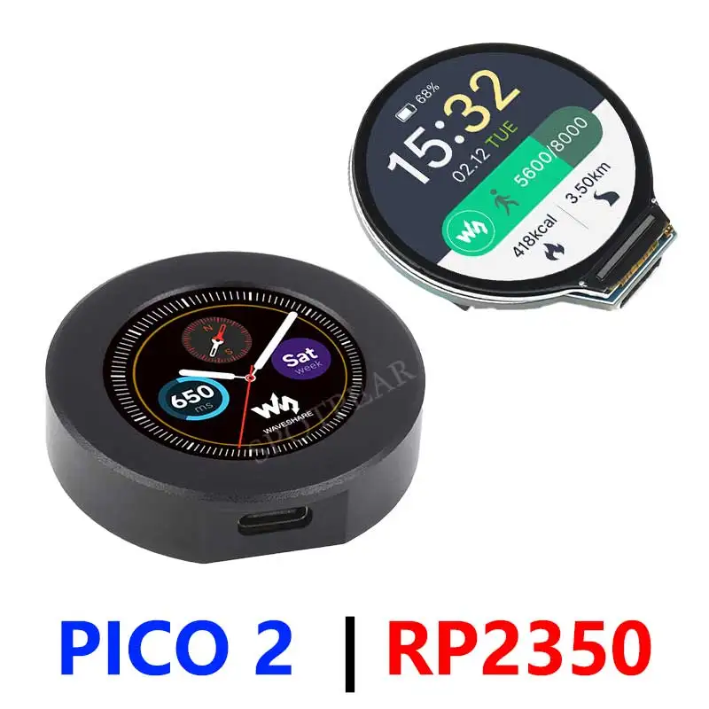 Picture 5: RP2350 Development Board 1.28inch Round LCD Display Screen 4MB Flash QMI8658 6-Axis Based on Raspberry Pi RP2350 chip