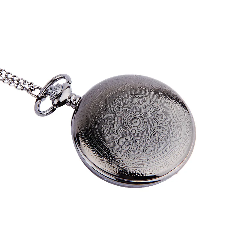 Vintage Cao Cấp Thạch Anh Đen Đồng Hồ Bỏ Túi Cho Nam Khắc Ốp Lưng Số La Mã Fob Dây Chuyền Vòng Cổ Đồng Hồ Cho Bộ Sưu Tập Quà Tặng