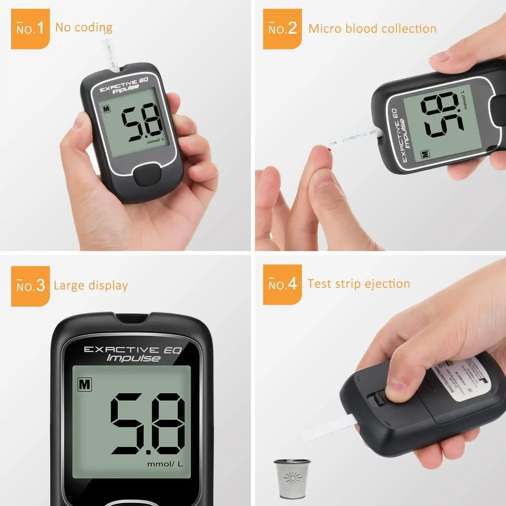 Blood Glucose Meter Glucometer and Test Strips Needles Sugar Monitor Diabetes Tester Home Medical Device Health Care Tools