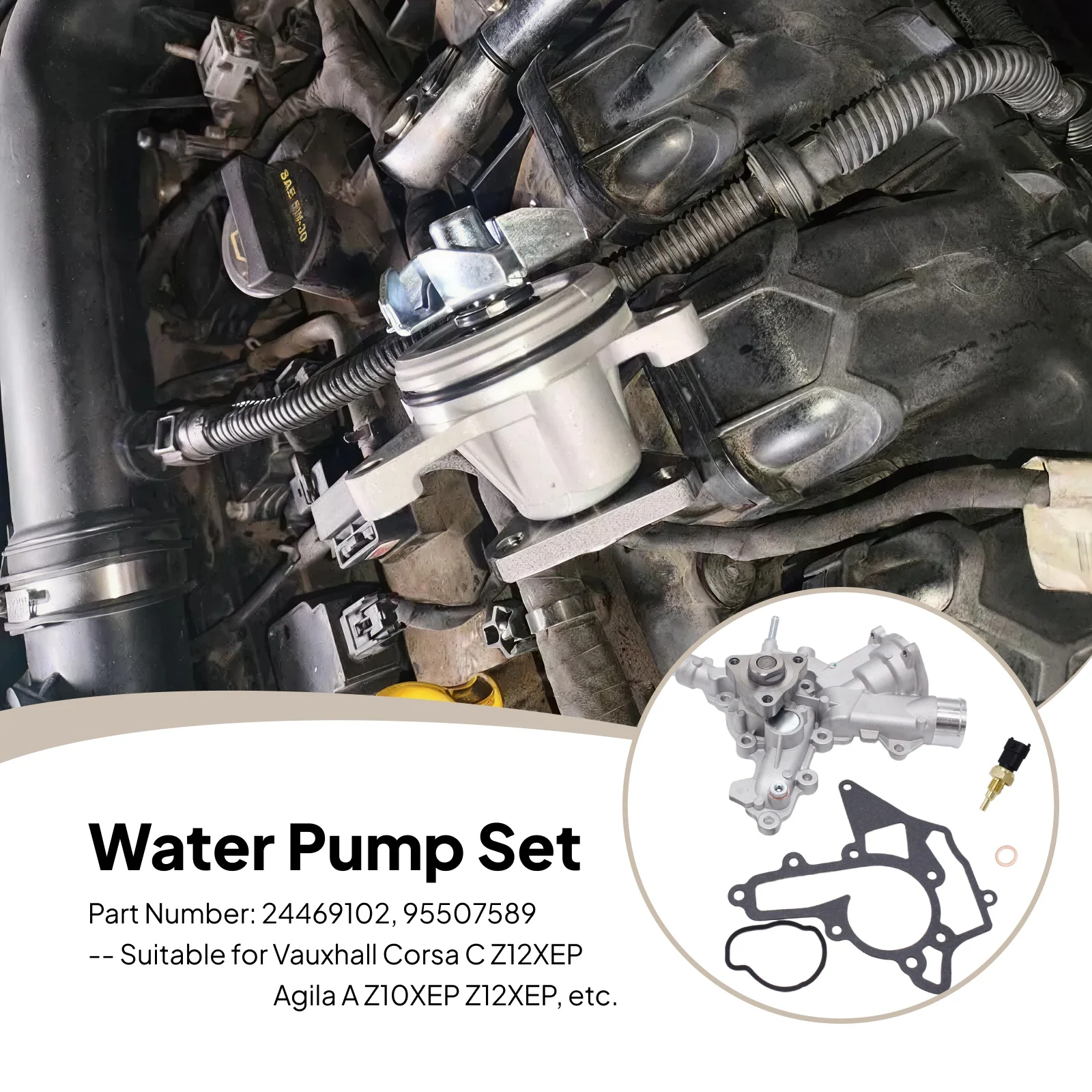 

Водяной насос 95507589, прочный 24469102 для Vauxhall Corsa C Z12xep Meriva Z14xep, аксессуары, практичные высокопроизводительные детали