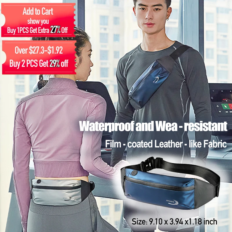 Sports Waist Pack Waterproof Brand Gym Waist Bag Lightweight Adjustable Belt Pouch Unisex, Men's Sling Bag Chest Sack Elastic