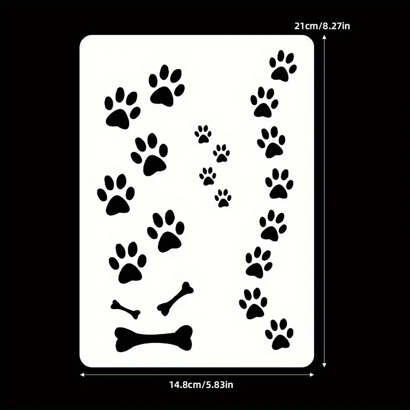 1PC Dog Paw Stencil for Painting Reusable Paw Print Stencil A4 Size for DIY Wall Art Floor Decoration Pet Theme
