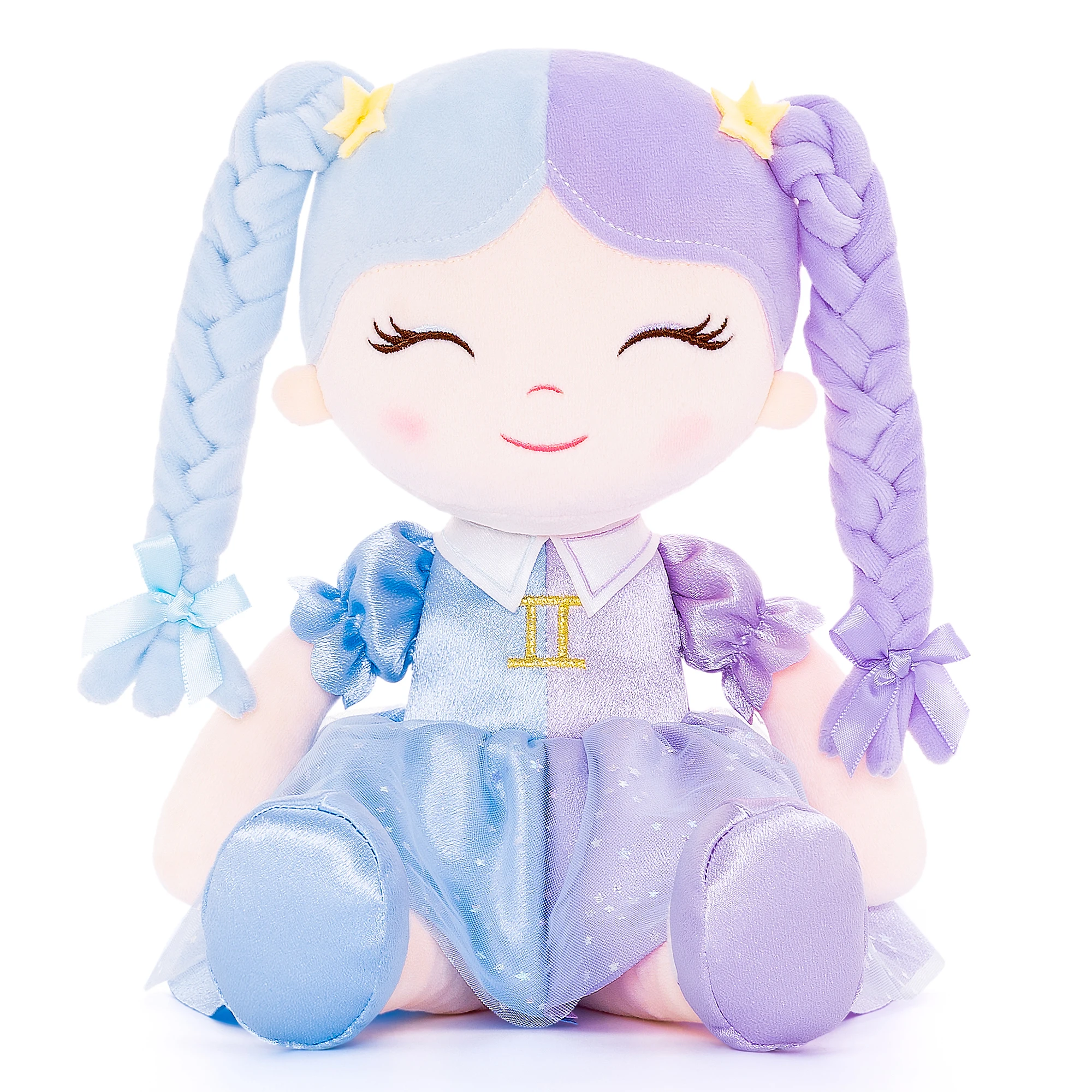 16 inches Baby Girl Gifts Plush Doll Gemin Constellation Doll In Blue Purple Skirt With Gift Box Birthday Gifts