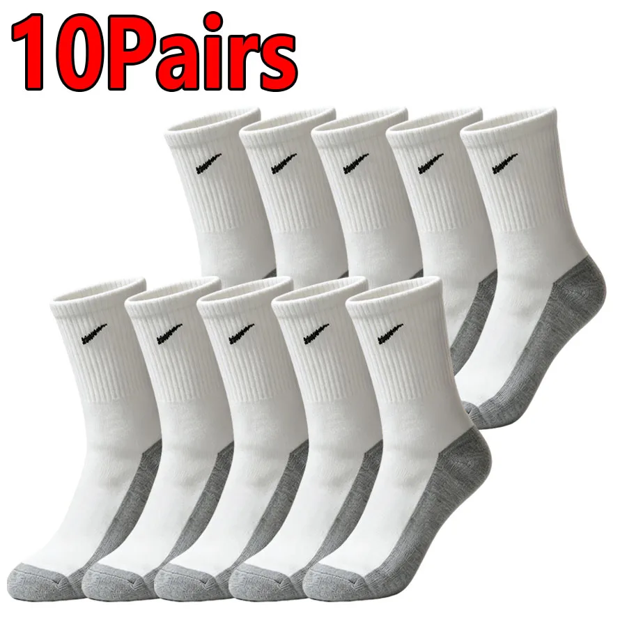 10/5/1 Pairs Men Two-Tone Cotton Crew Socks, Soft Premium Cushioned Breathable Sweat Wicking, Casual Hiking Fitness Yoga Sports