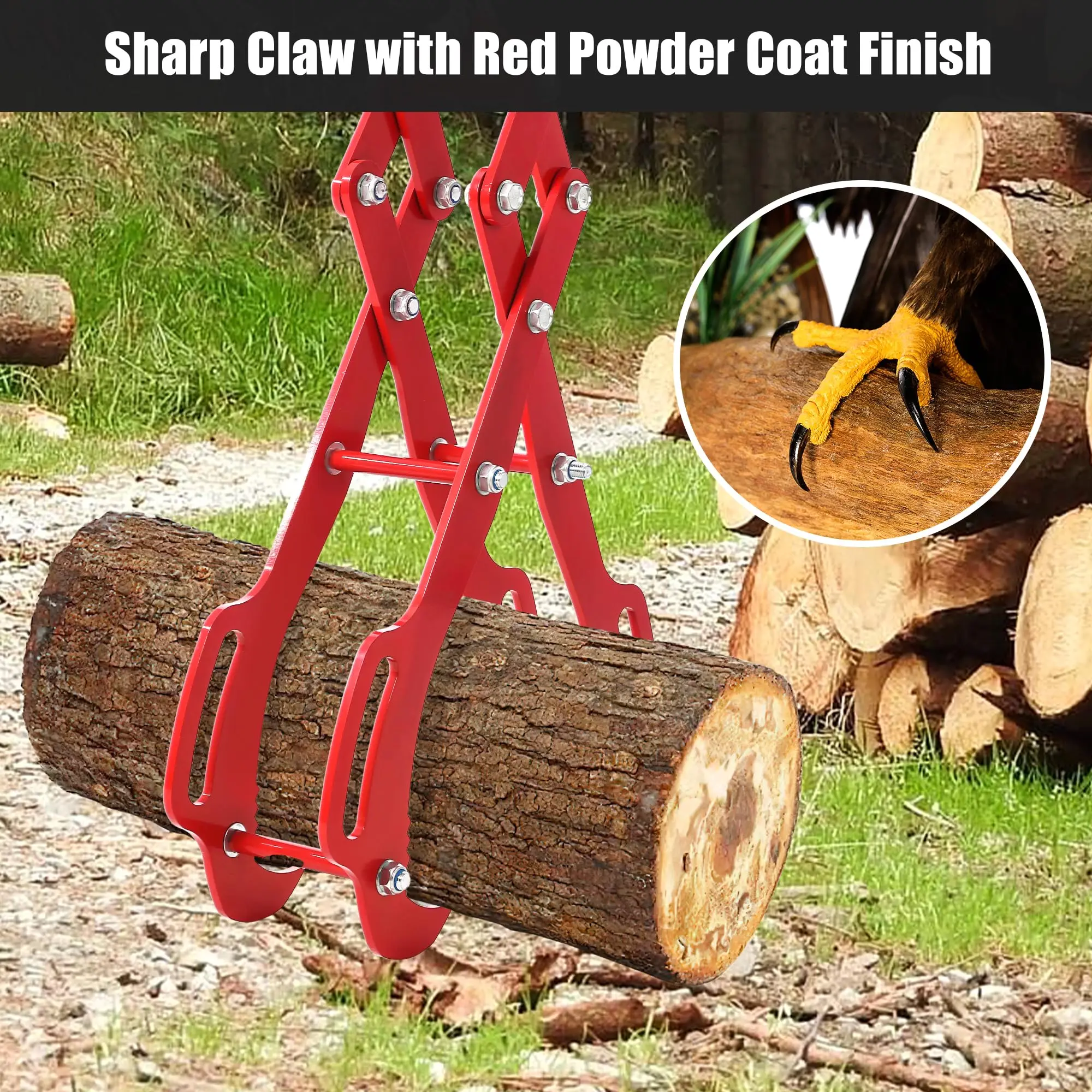 Pinza per Tronchi Log Grabber a 4 Artigli per Sollevamento Tronchi, 28/36 Pollici, Capacità 3 Tonnellate