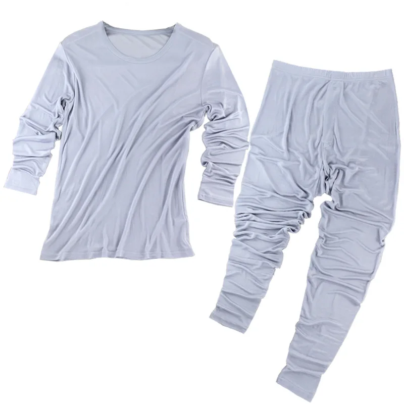 100 silk thermal sets underwear mens base layer long johns winter top warm set clothes men sexy slip clothing inner wear for man