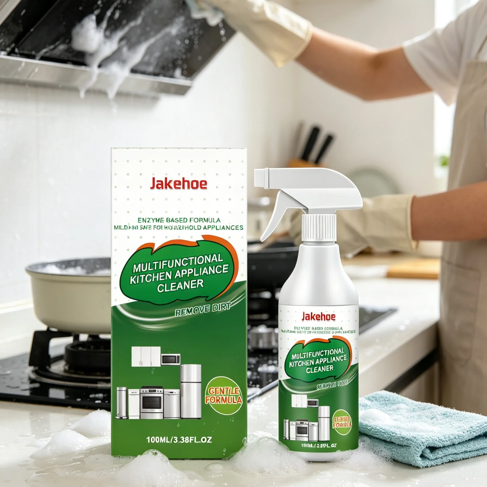 Jakehoe Kitchen Appliance Cleaner Powerful Decontamination Deep Stain Removal Refresh Kitchen Odors Multi Purpose Kitchen Spray