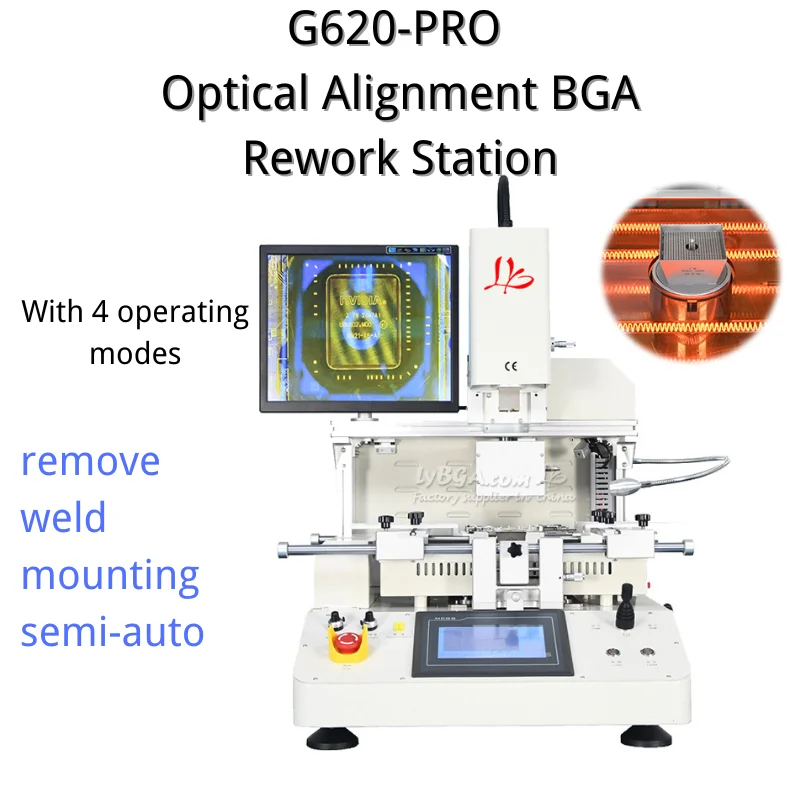 LY G620-PRO Optical Alignment BGA Rework Stage,High-Sensitivity Touchscreen Stepper Motor Drive,Autofocus 360° Rotating Nozzle