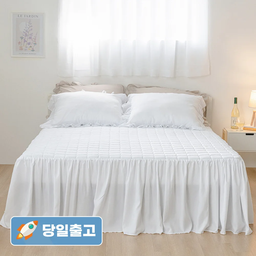 thezari 더자리 스위트 롱프릴 누빔 침대스커트 밴딩 사계절 침대커버 침대패드 3size 5color