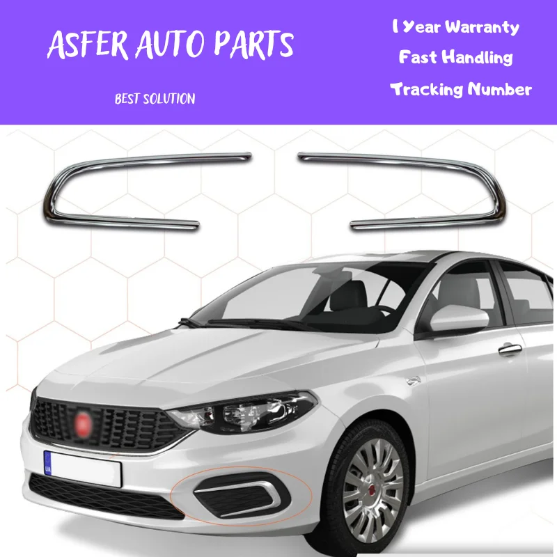 For Fiat Egea Chrome Fog Light Frame Stainless 2015- 2020 2 Pcs Set Left Right High Quality Car Accessories