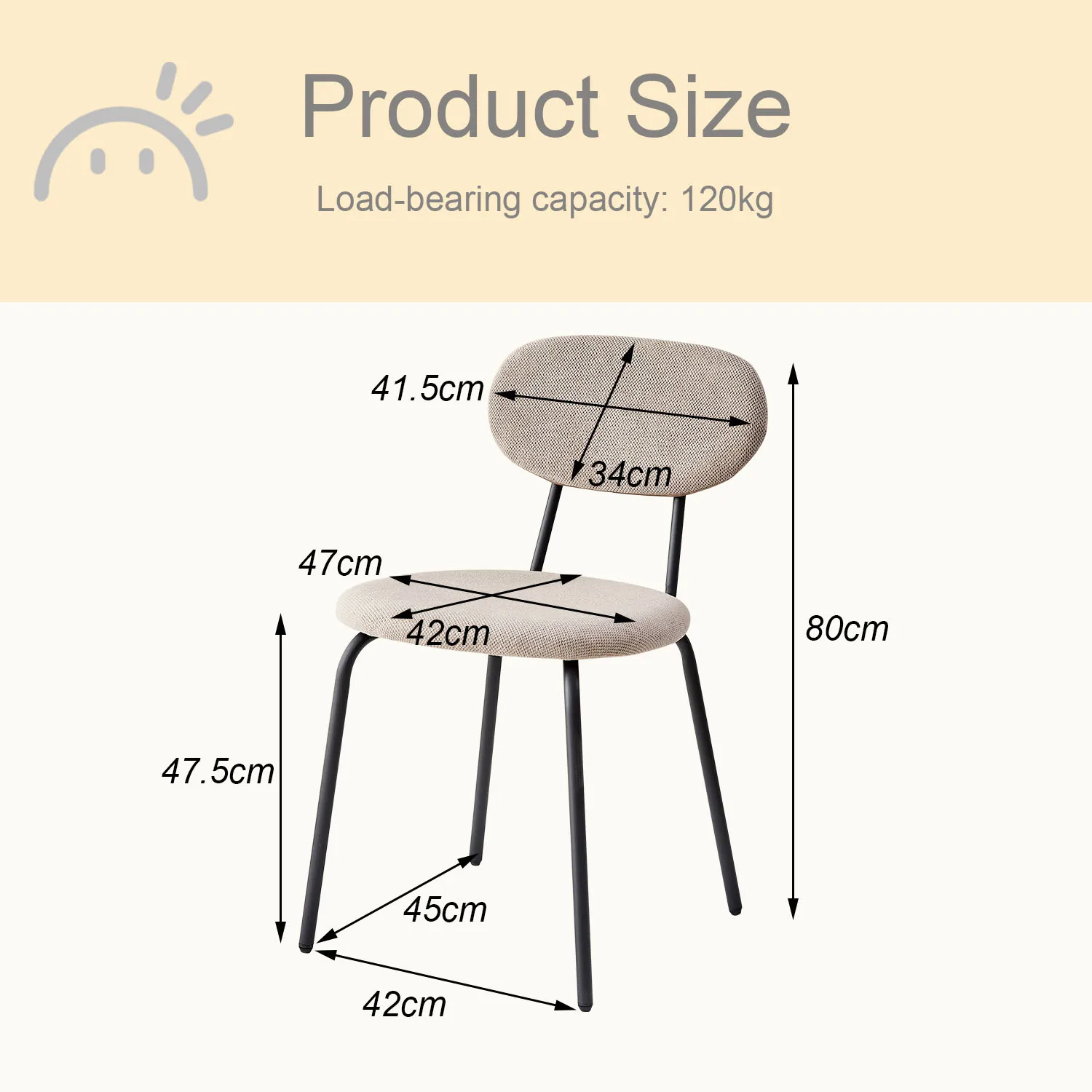 Set aus 4/6 nordischen Esszimmerstühlen mit Eisenbeinen, gepolstert, schlicht, hochwertig, stapelbar für Wohnzimmer/Wartezimmer/Bar/Restaurant – Detail 6
