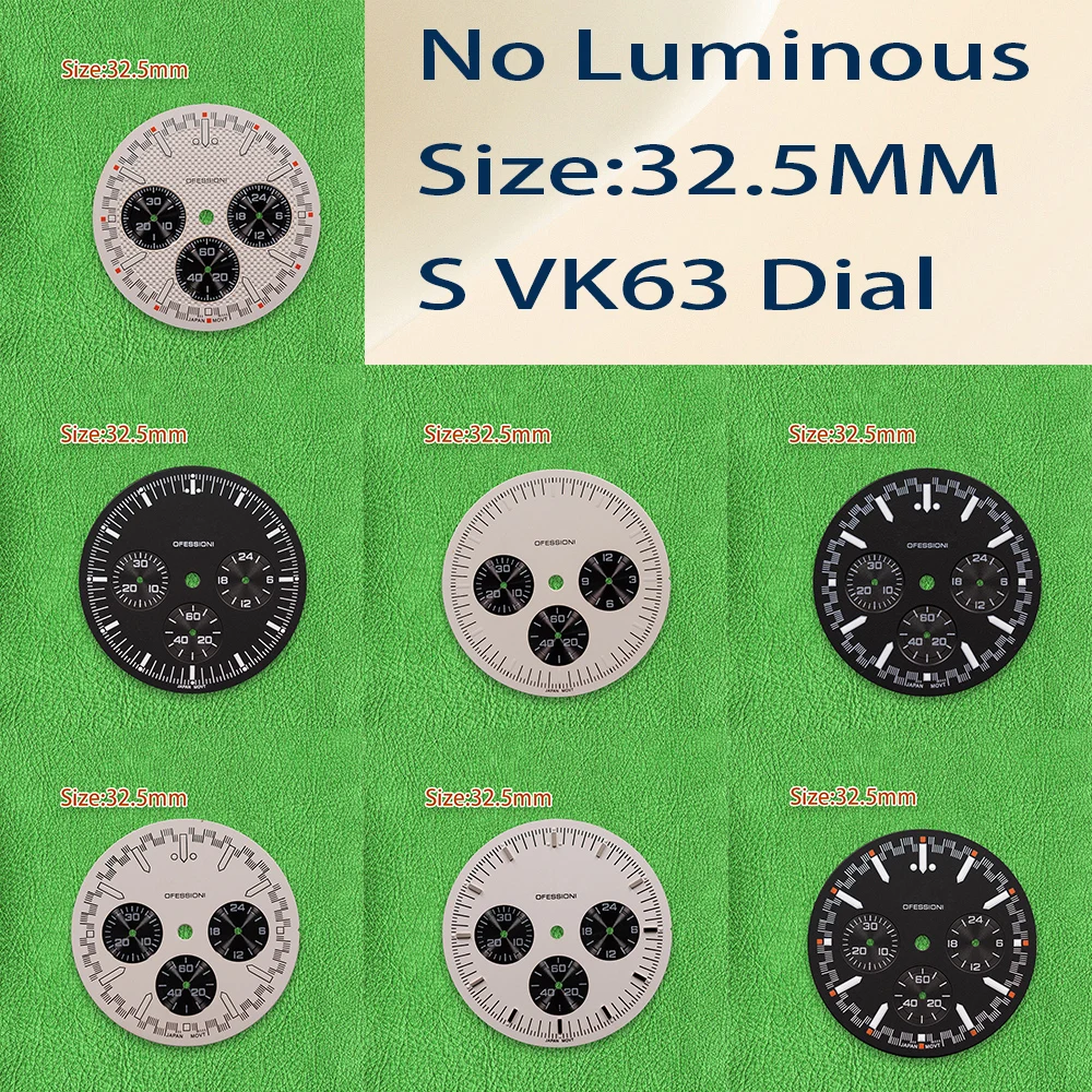 S-Zifferblatt 32,5 mm S VK63 Zifferblatt Mattes Zifferblatt Panda-Zifferblatt Ohne Leuchtmittel Geeignet für VK63 Uhrwerk Uhrenmodifikationszubehör
