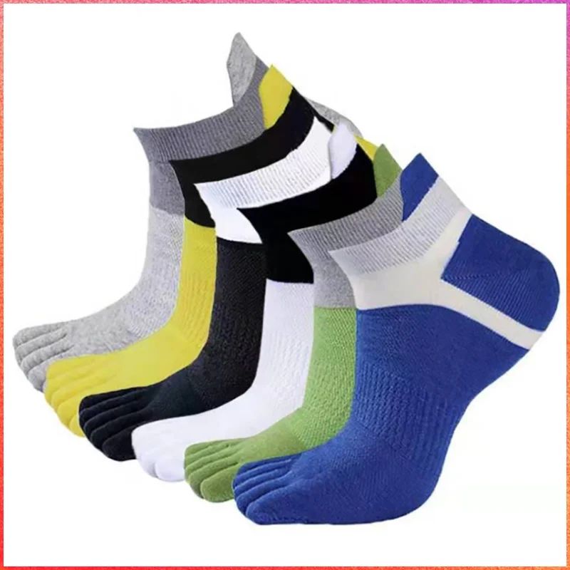 10pair Five Finger Socks Individually Packaged Autumn Striped Casual Breathable Sweat-absorbing Five-toed Men's Boat Socks