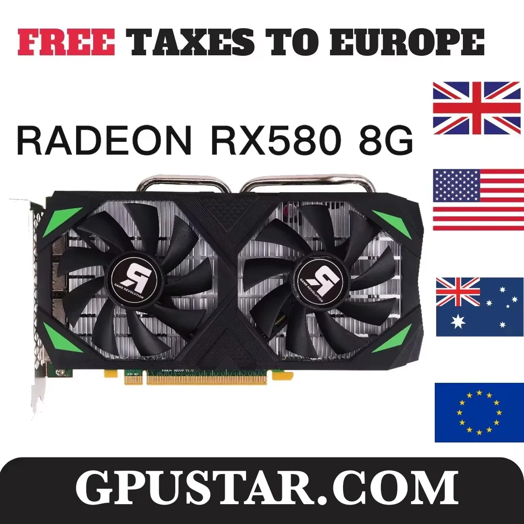 Игровая видеокарта б/у AMD RX 580 8 ГБ GDDR5 256bit Black GPU Настольная компьютерная игровая видеокарта