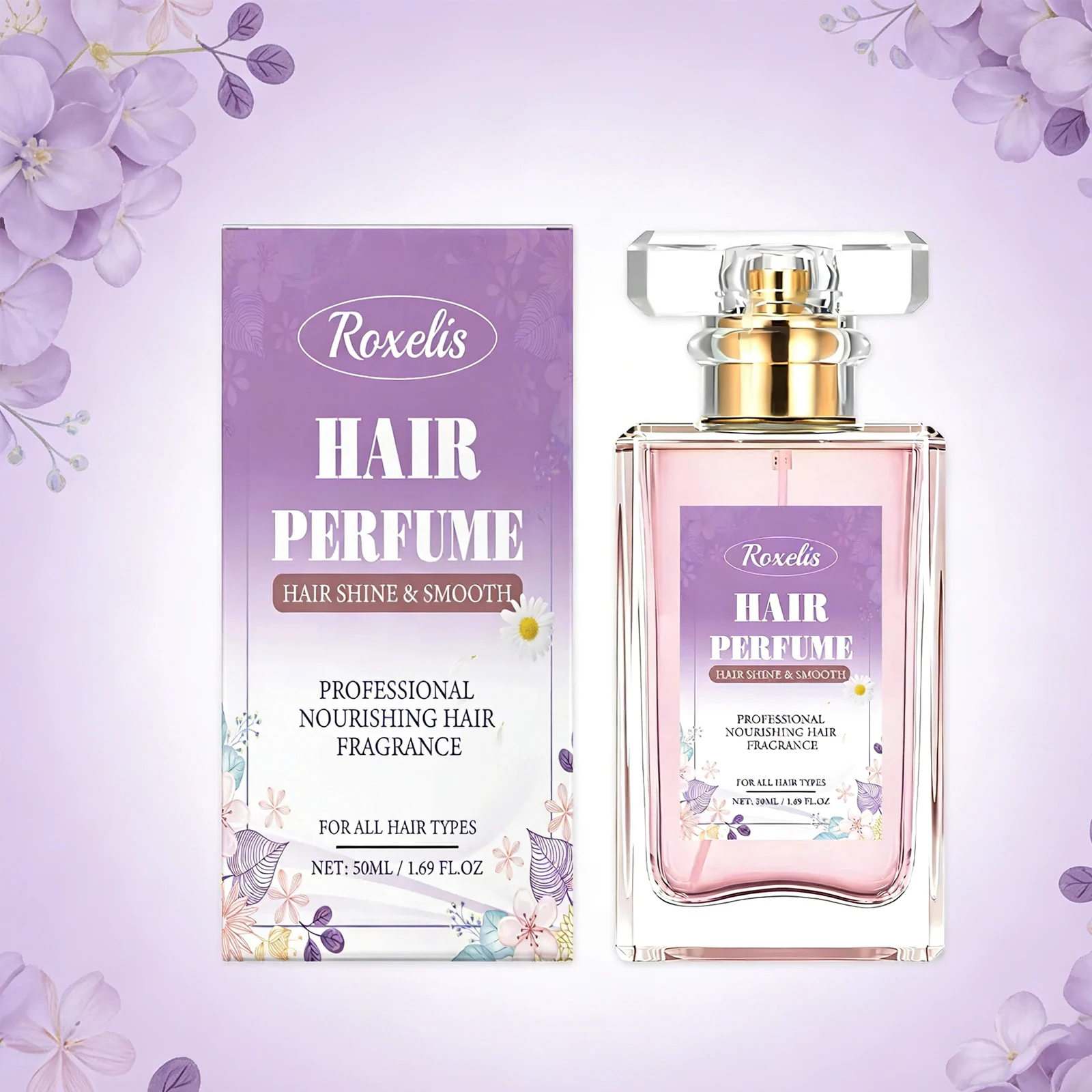 

Парфюмированный спрей для волос Roxelis 50 мл с экстрактом ромашки для женщин, увлажняющий и питательный, для ухода за волосами.