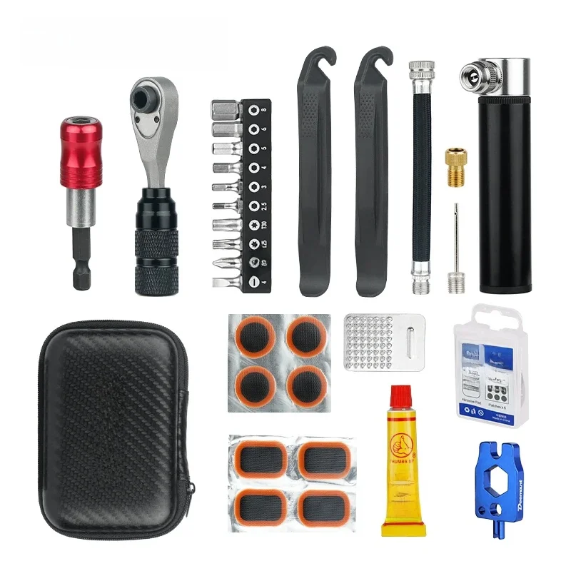 AliExpress DEEMOUNT Compact Ratchet Dual Way Wrench Kit Tire Lever Tools W/ 10 Bits Bicycle Riding Quick Repair Accessories Bicycle Repair Tool Bag
