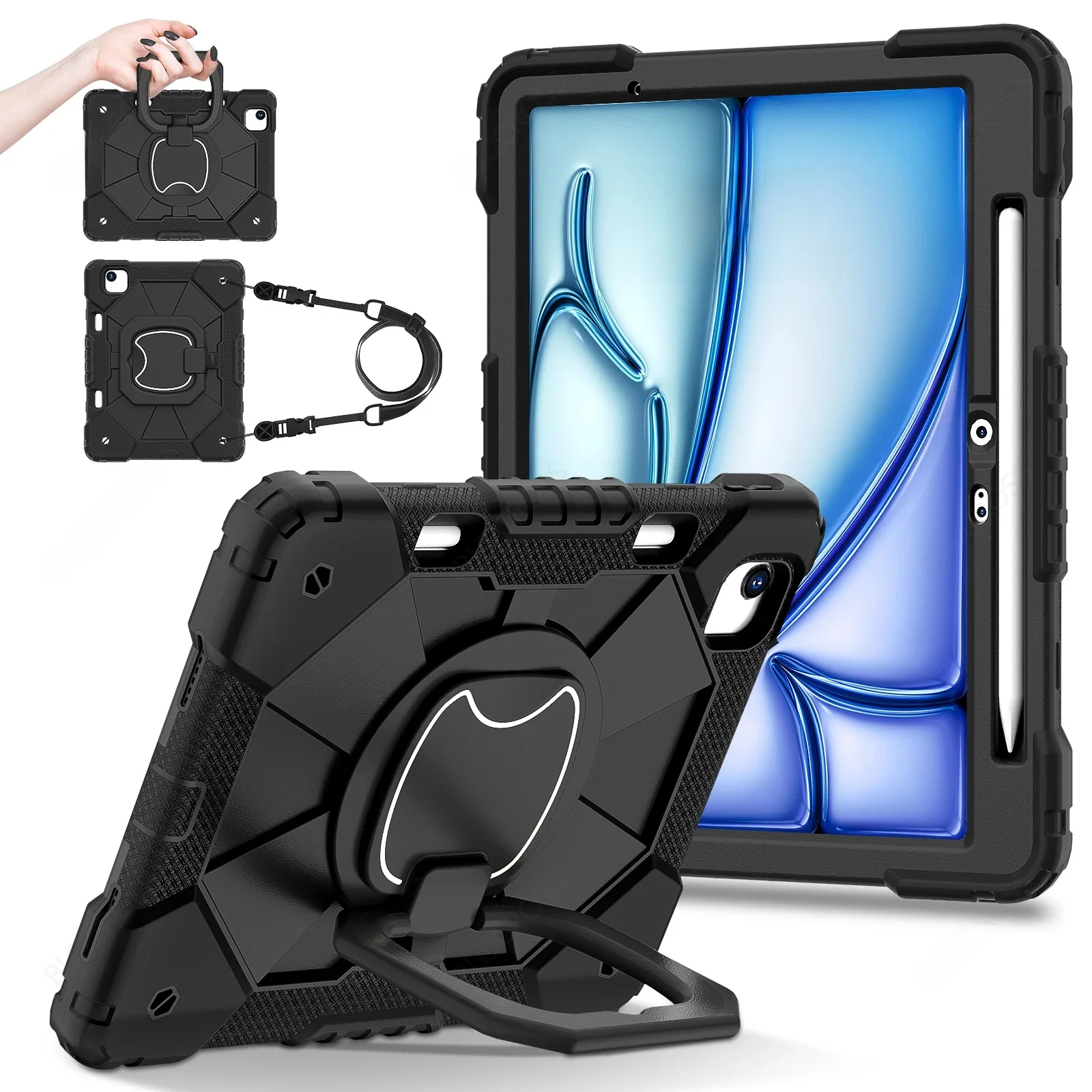 Armor Stand Schokbestendig Tablet Case Voor iPad Air 5 Air 6 A16 11e M3 Pro 11 12.9 13 10 Gen 10.5 10.2 9e 8e 6e 5e 9.7 Mini 7 6 - afbeelding 2