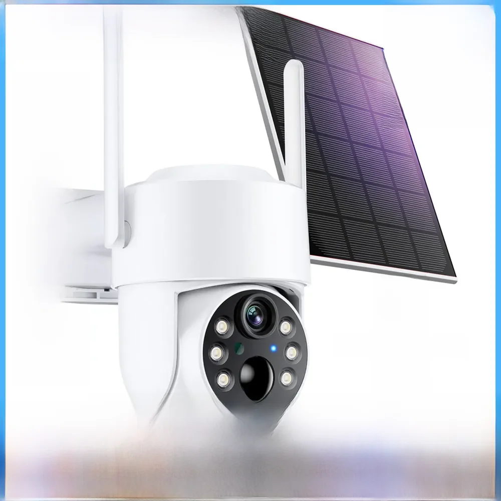 Câmera IP Solar Sem Fio para Exterior, PTZ, HD, Bateria Integrada, Vigilância por Vídeo, Longo