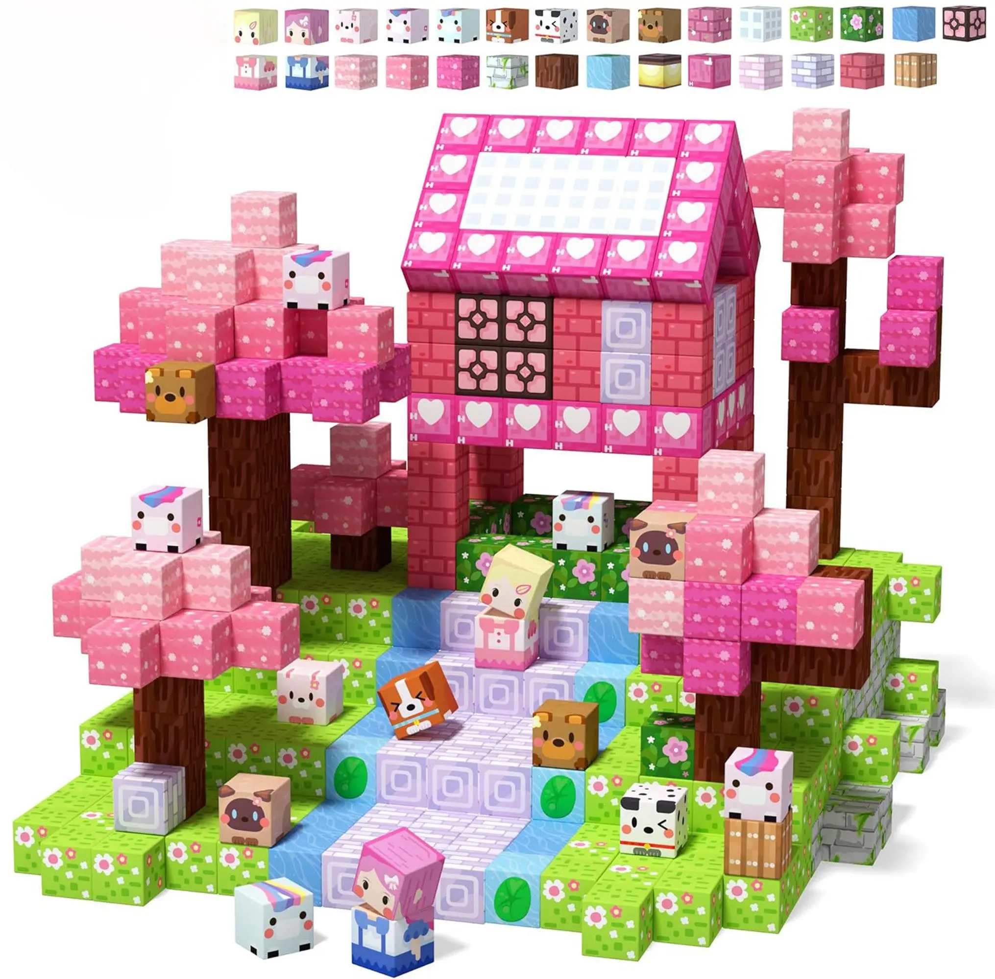 Blocchi magnetici da costruzione, gioco educativo di impilamento, set di blocchi magnetici per bambini (160 pezzi, 100 pezzi di blocchi magnetici, tema unicorno, per bambini dai 3 anni in su),