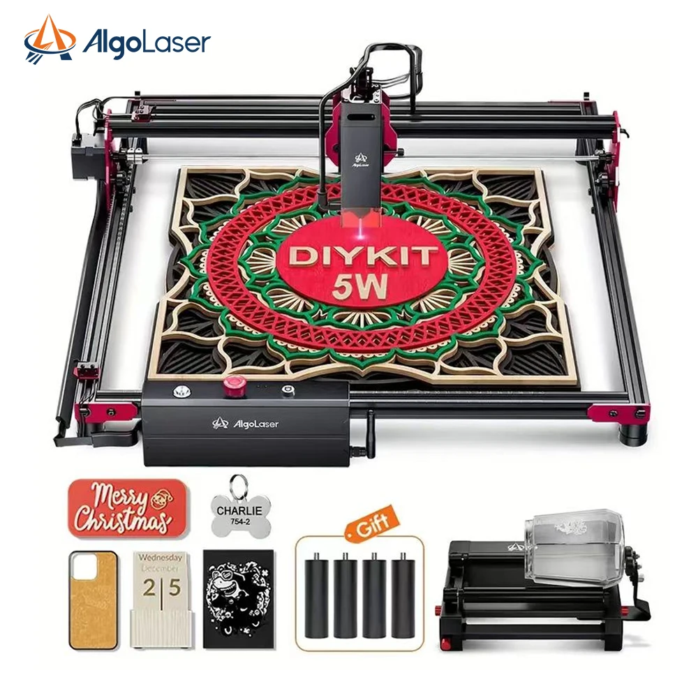 

AlgoLaser DIY KIT 5W Sets+RR2 Rotary Roller+ARR Raisers Laser Engraver Cutter Engraving Cylindrical Objects Wine Glass Tumbler