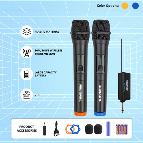 Micrófono inalámbrico UHF, micrófono dinámico inalámbrico, sistema de micrófono de mano para fiesta, iglesia, DJ, boda, conjunto KTV en casa