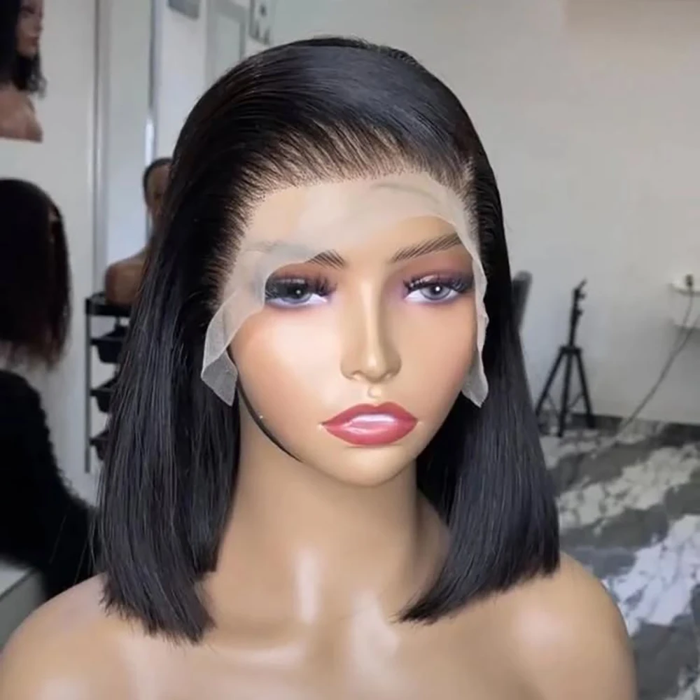 

250 Плотность Черный Парик Прямой HD Парик Фронта Шнурка 13X4 100% Качество Человеческих Волос 4X4 Закрытие Человеческих Волос Парики Боб Волосы