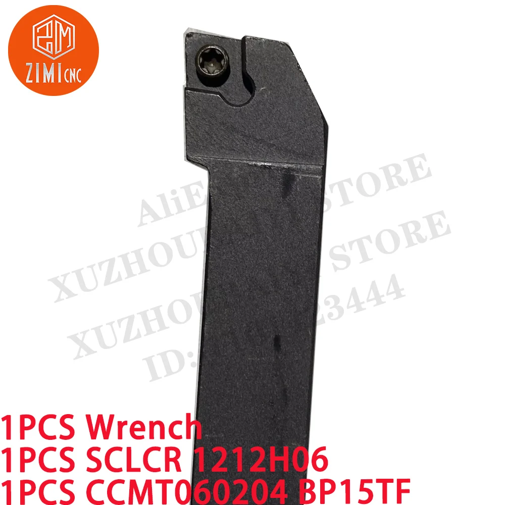 1 STK. 12 mm SCLCR 1212H06 Außendrehhalter + 1 STK. CCMT060204 BP15TF 95-Grad-Hartmetalleinsätze CNC-Metalldrehmaschine Schneidwerkzeuge