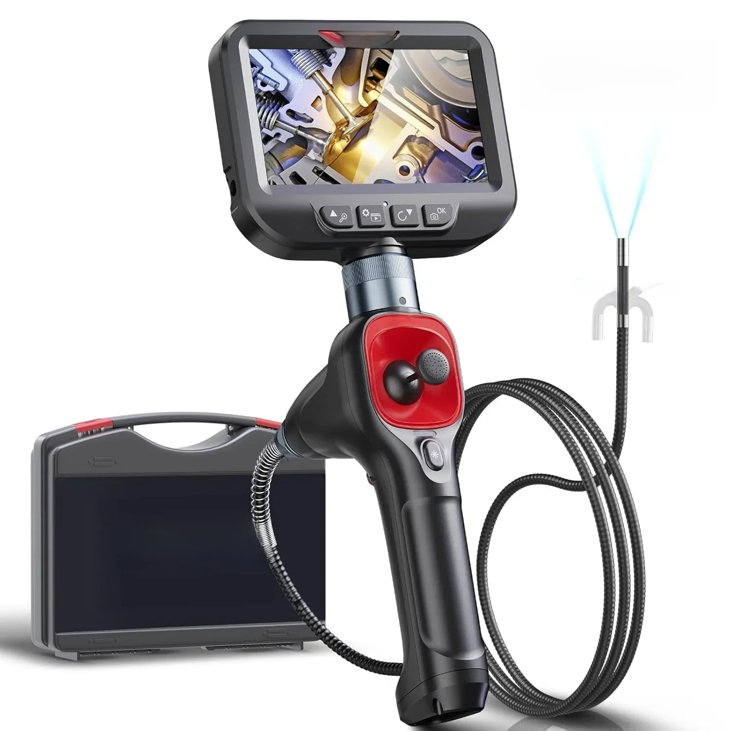 360 °   Scharnierende Borescope 6,2 mm IP67 waterdichte sonde 4-weg IPS Automotive endoscoopinspectiecamera - afbeelding 2