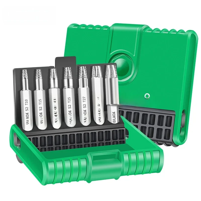 LAOA 7-Piece Damaged Screw Extractor Set Bit Torx Guide, Broken Quick Extractor Broken Bolt Screw Extraction Tool