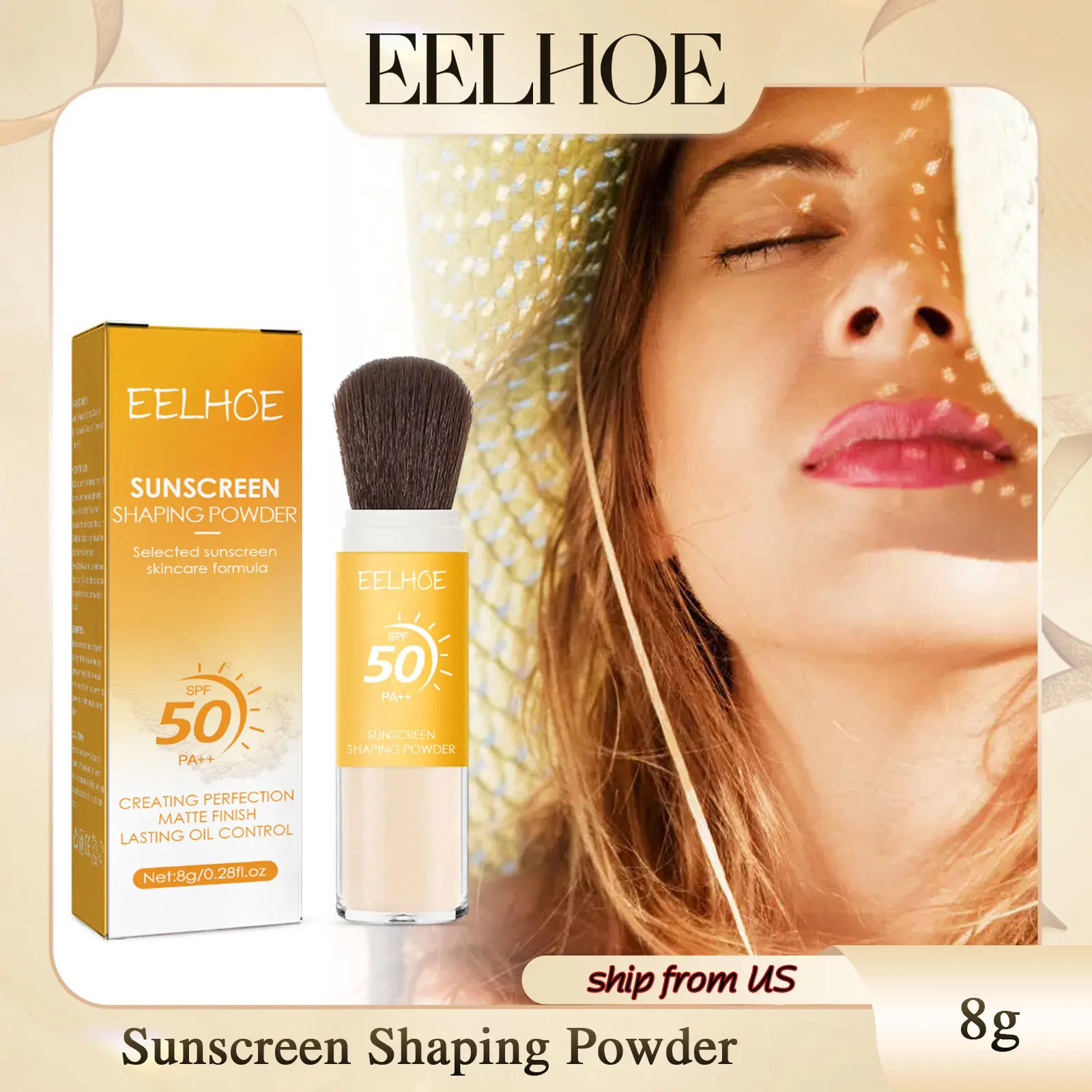 Zonnebrandcrème Losse Poeder Waterdichte Fleuren Onzichtbare Poriën Langdurige Olie-Controle Spf50 Matte Make-Up Gezicht Styling Poeder 8G