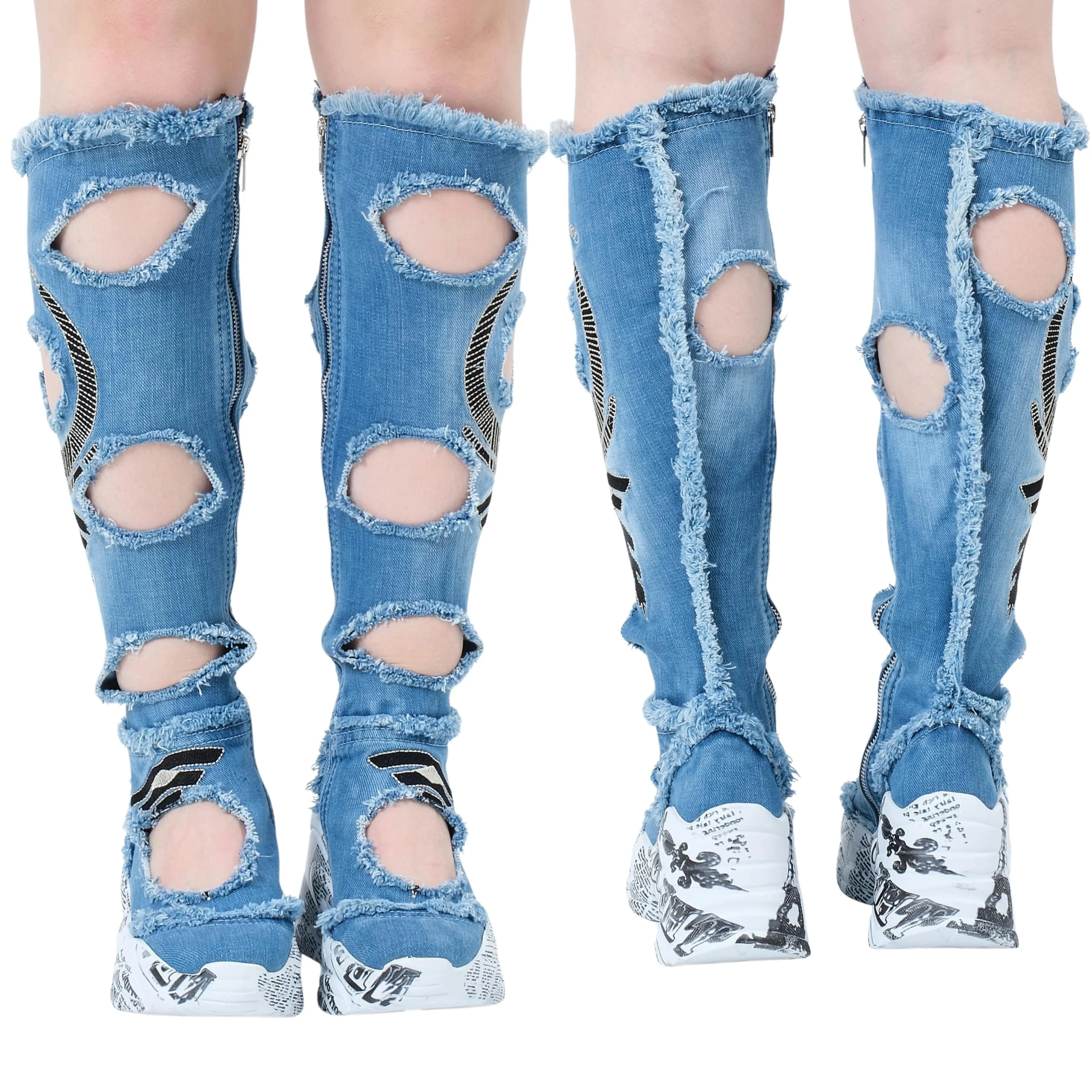 Denim Boots Shoes, Handmade Women\'s Sports Boots, Women\'s Sexy Boots, Heeled Boots, Platform Boots / Birthday Gift