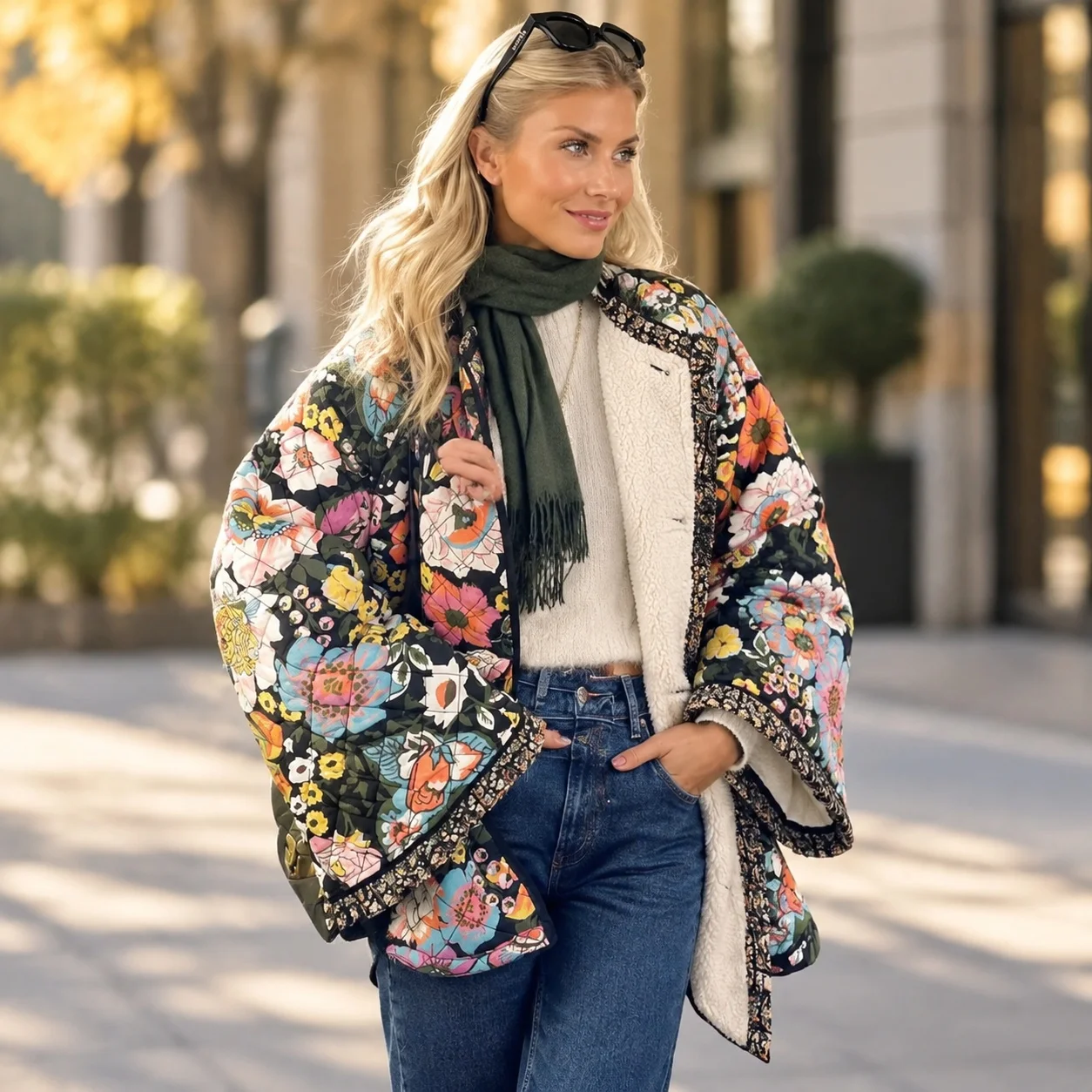 Loose Fit Casual Coat Japanese Korean Casual with Single Row Multi Button Closure Long Sleeve Ruffle Detail Winter Women Jacket