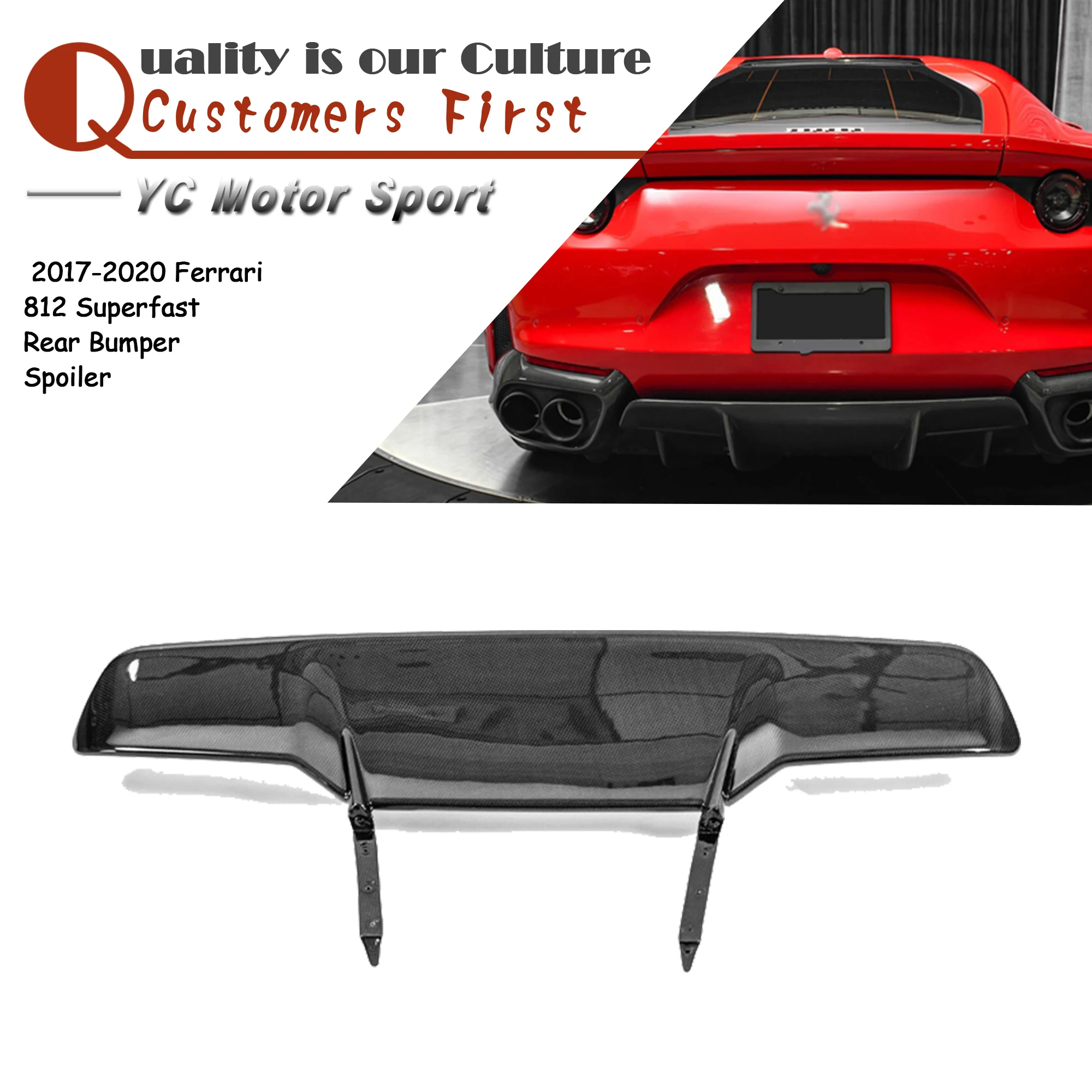 

Car Accessories Dry Carbon Fiber Rear Bumper Spoiler Fit For 2017-2020 Ferrari 812 Superfast Diffuser Wing Plain Carbon Weave