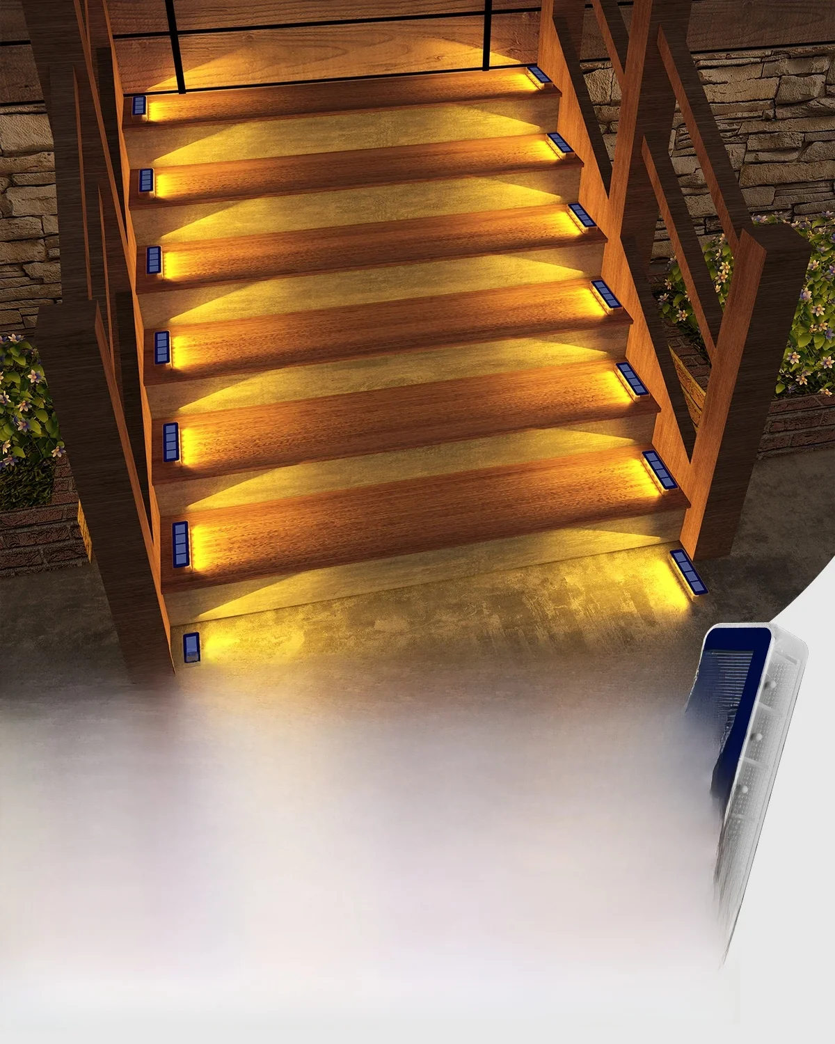     6-teilige Solar-Stehleuchten für den Außenbereich, IP68, wasserdicht, LED-Treppenbeleuchtung, Solar-Außenlampen für Treppen, Bodenantrieb, Treppen, Weg